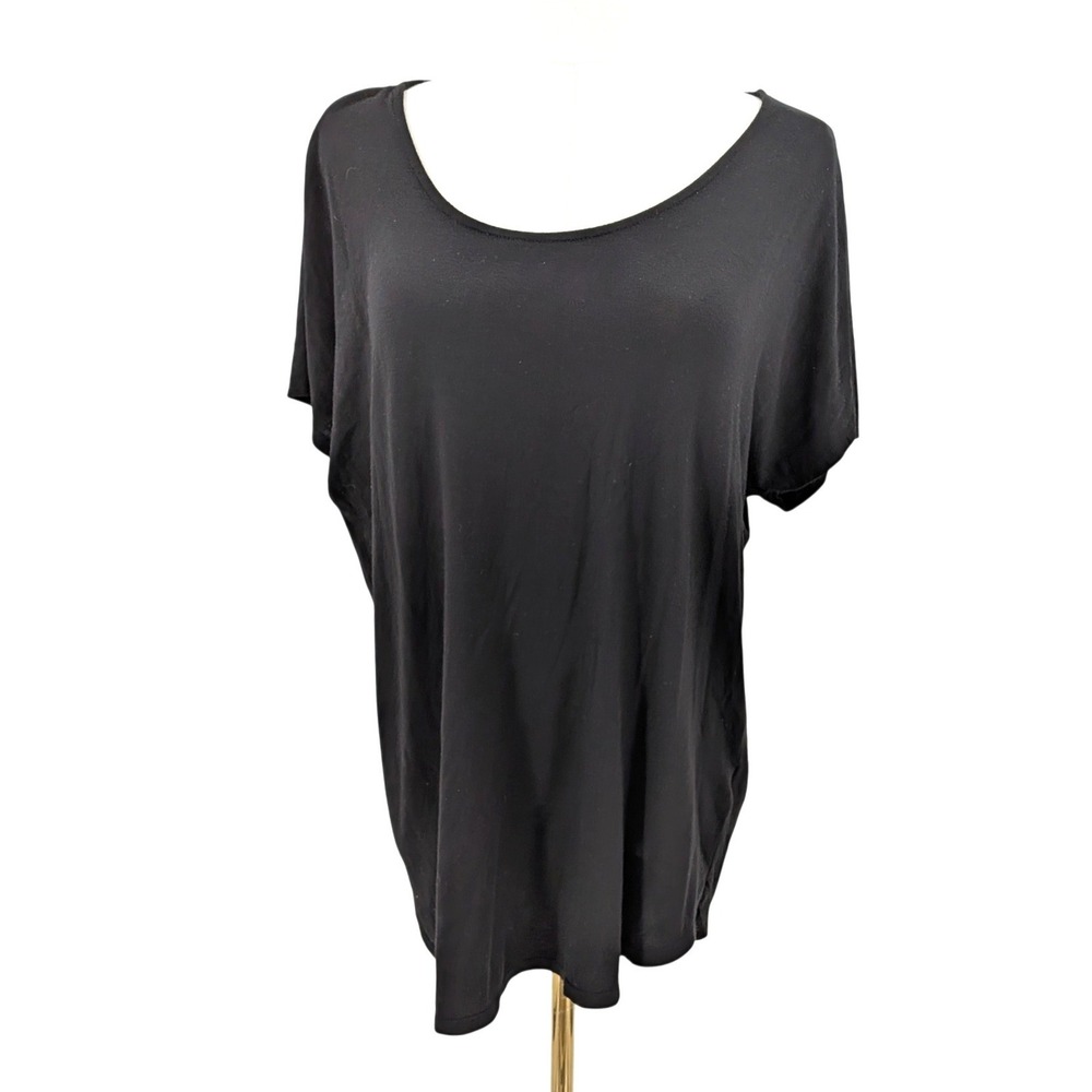 Adrienne Vittadini Modal Oversized Black Tee XL Soft Stretch‎ Minimalist